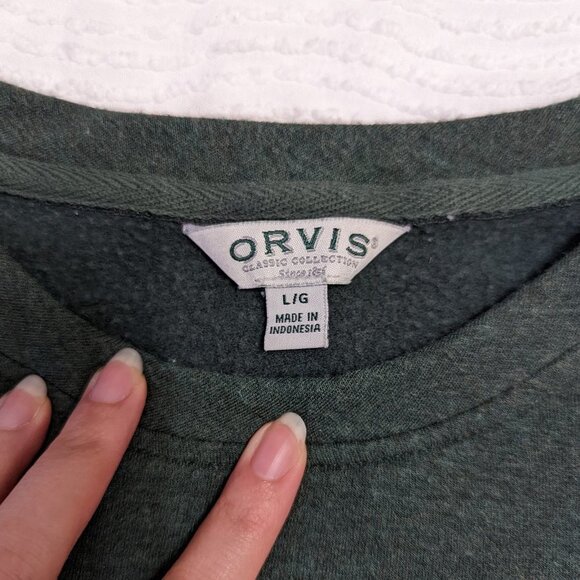 Orvis Women's Crew Neck Sweater Long Sleeve Sz Large Green Style 1529686 - Picture 3 of 5